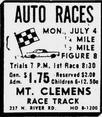 Mt. Clemens Race Track - Old Ad From Ron Gross